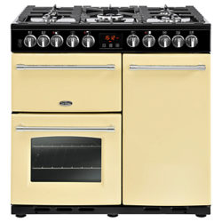 Belling Farmhouse 90DFT Deluxe Dual Fuel Range Cooker Cream